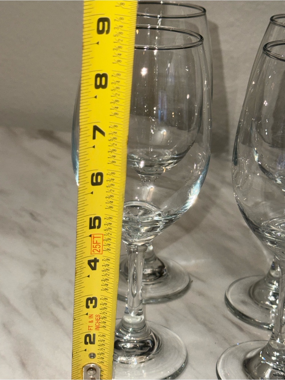 Clear Decorated Wine Glasses Set of 4, 10 oz Round Modern Stemmed 9 in - Picture 6 of 7